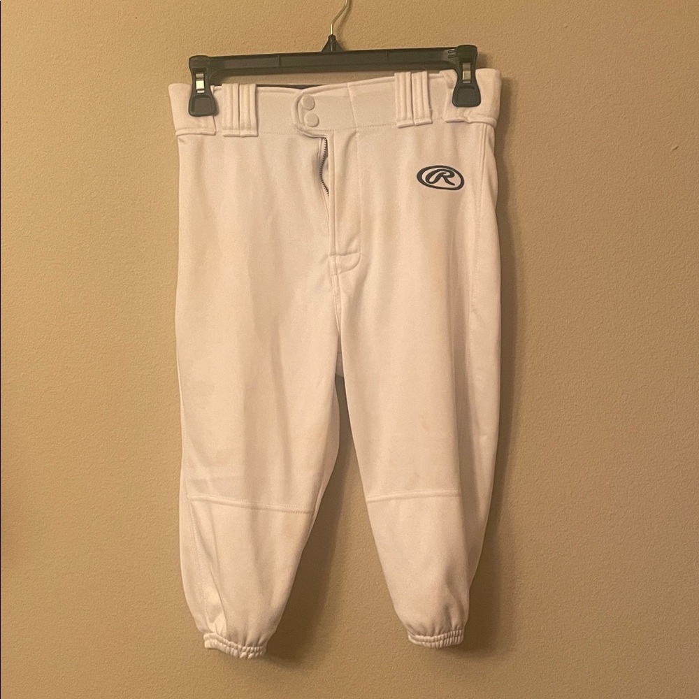 White Baseball Pants with Rawlings Logo youth large knickers